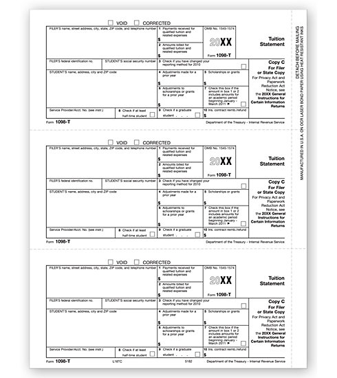 Laser 1098-T Form - Filer or State Copy C, Tuition Statement