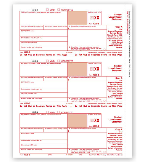 Laser 1098-E Tax Forms - Federal Copy A