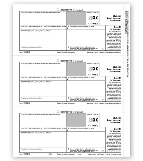 Laser 1098-E Tax Forms - Borrower Copy B