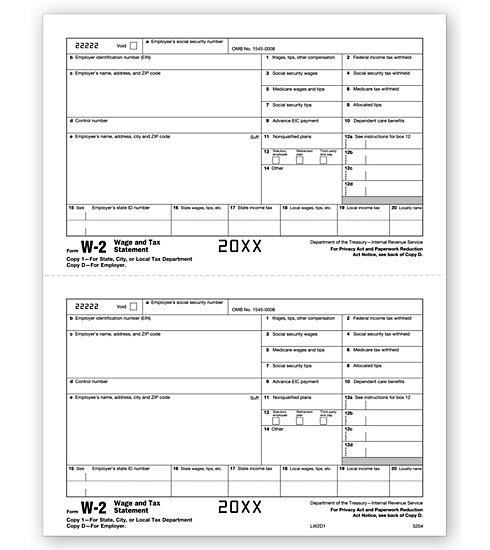 Laser W-2 Tax Forms - Employee Copy 1