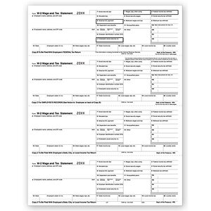 Laser W-2 Tax Forms - Horizontal Format, 4-Up