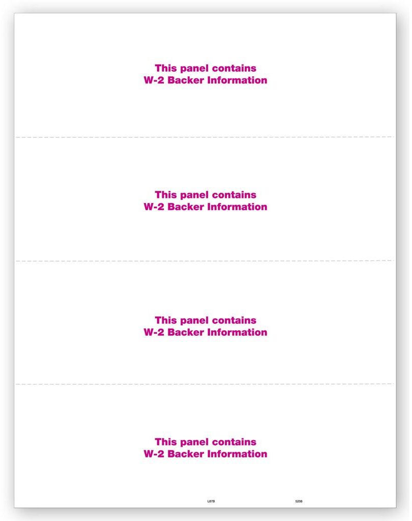 Blank Laser W2 Tax Forms - Horizontal Format, 4-Up