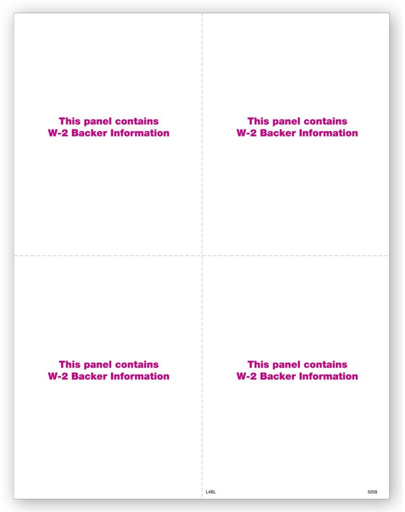 Blank Laser W-2 Tax Forms - Vertical Format, 4-Up