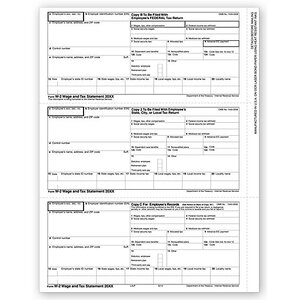 Laser W-2 Tax Forms - Horizontal Format, 3-Up