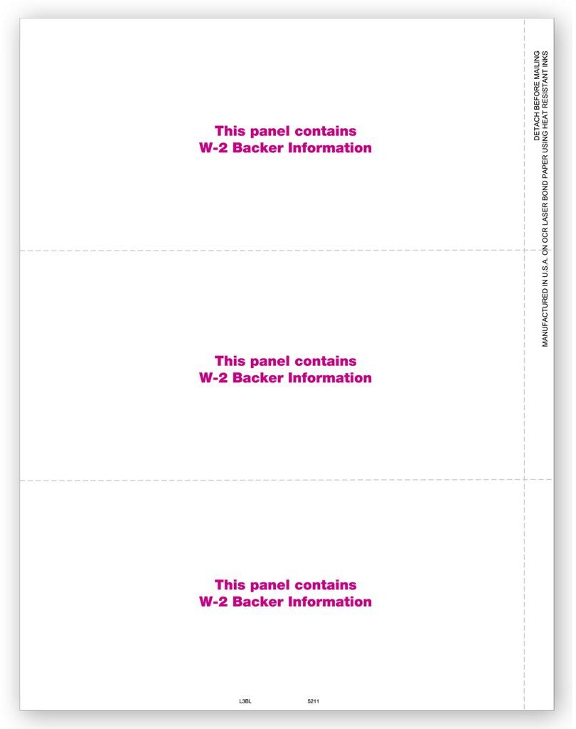 Blank Laser W-2 Tax Forms, 3-Up