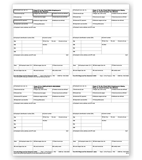 4-Up Laser W-2 Tax Forms - Employee T