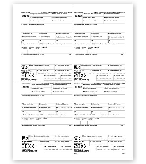 4-Up Laser W-2 Tax Forms - Employee M