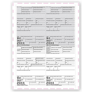 4-Up Laser W-2 Tax Forms - Pressure Seal