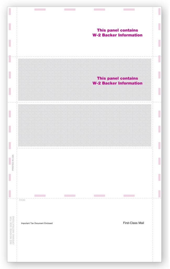 Blank Laser W-2 Tax Forms - Horizontal, Self-Mailer, 4-Up