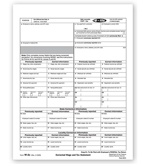 Laser W-2C Tax Forms - Employee Copy B