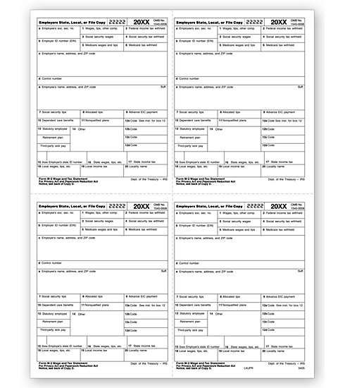 4-Up Laser W-2 Tax Forms - P Style