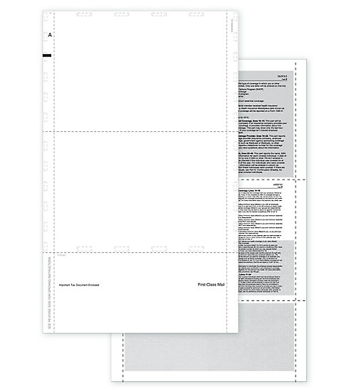 Pressure Seal Blank ACA Form 1095 w/Backer