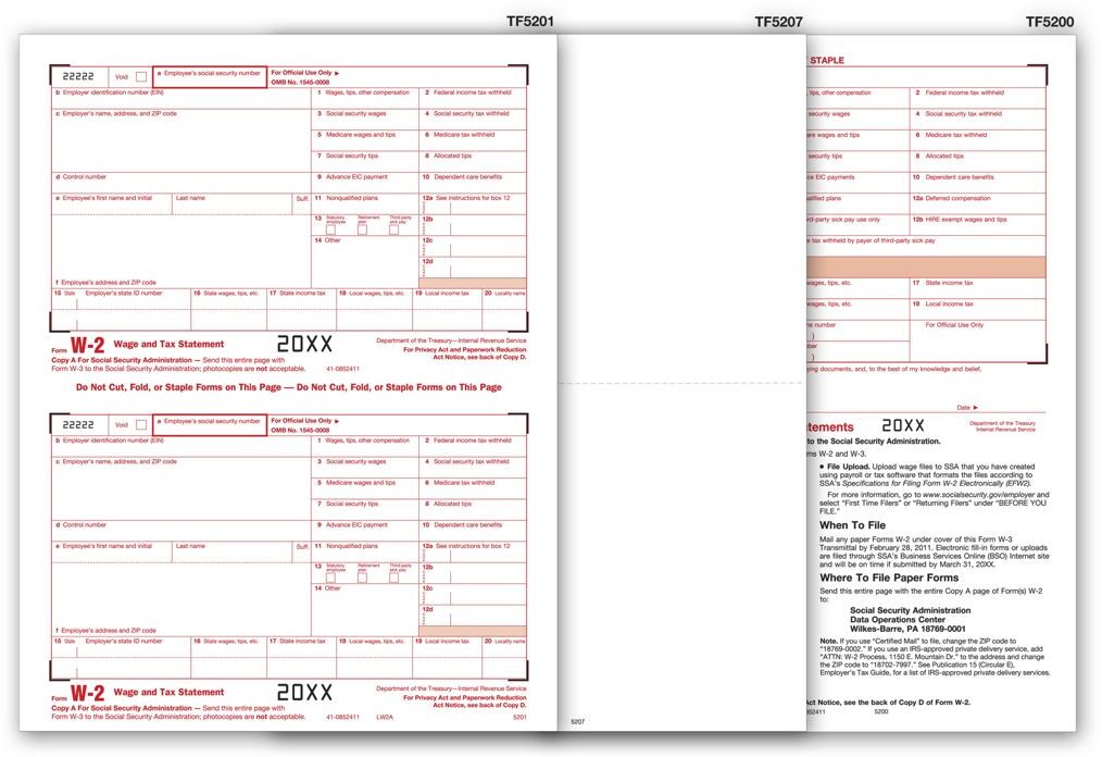 Blank Laser W-2 Tax Forms, 2-Up