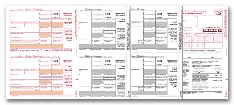 TF6107, Laser 1099-DIV Tax Forms Kit, 4-part - 50/Pkg