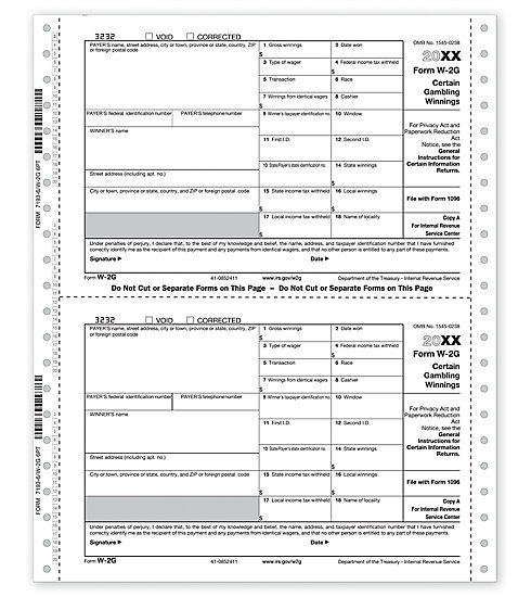 Continuous W-2G Tax Forms