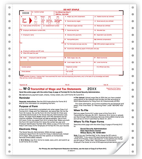 Continuous W-3 Tax Forms