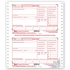 Continuous W-2 Tax Forms - One Wide Set