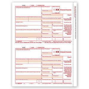 Laser Bulk 1099-INT Tax Forms, Federal Copy A