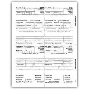 Bulk 1099-R Tax Forms - Recipient Copy B, C, 2