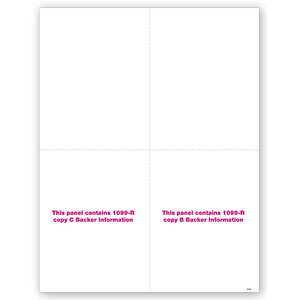 Blank Bulk 1099-R Tax Forms - Copy B & C Backers, 4-Up