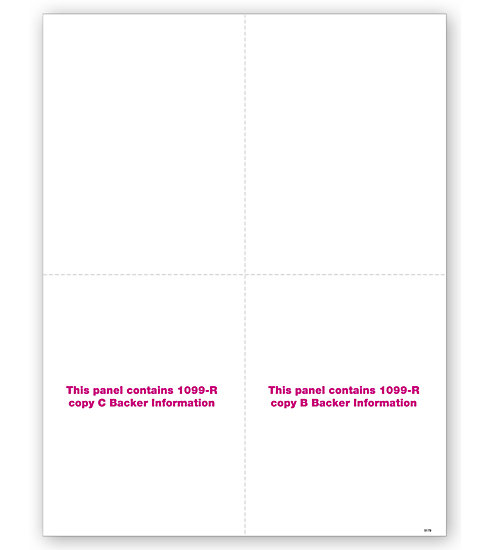 Blank Bulk 1099-R Tax Forms - Copy B & C Backers, 4-Up