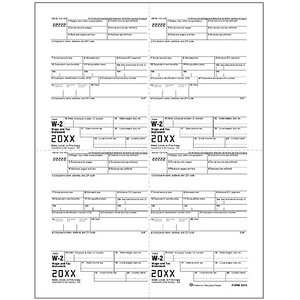 4-Up Bulk W-2 Tax Forms - Employer Copy