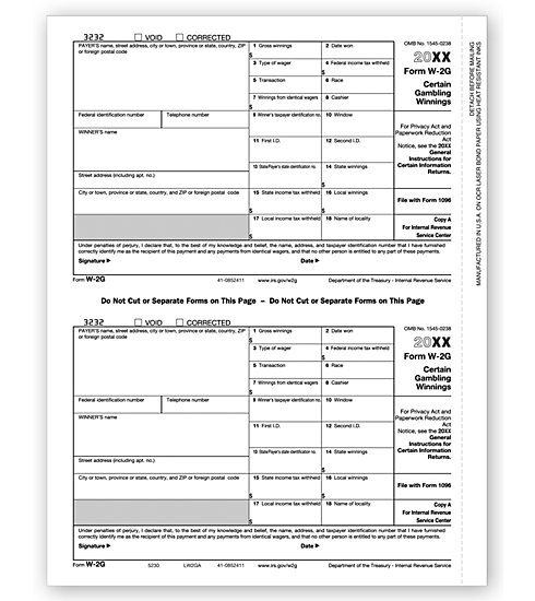 Laser W-2G Form - Federal Copy A