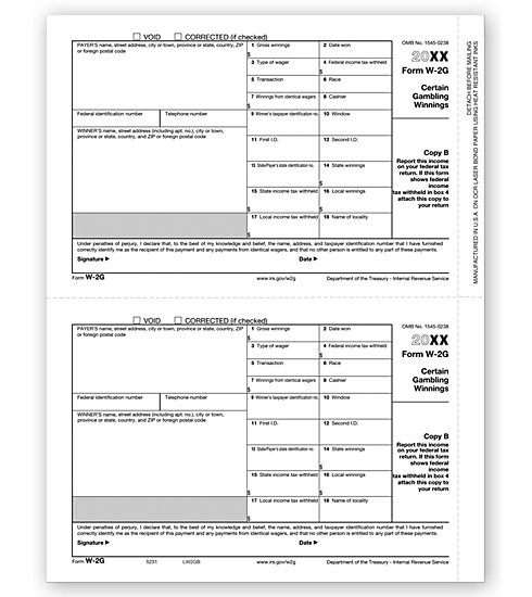 Laser W-2G Form - Copy B