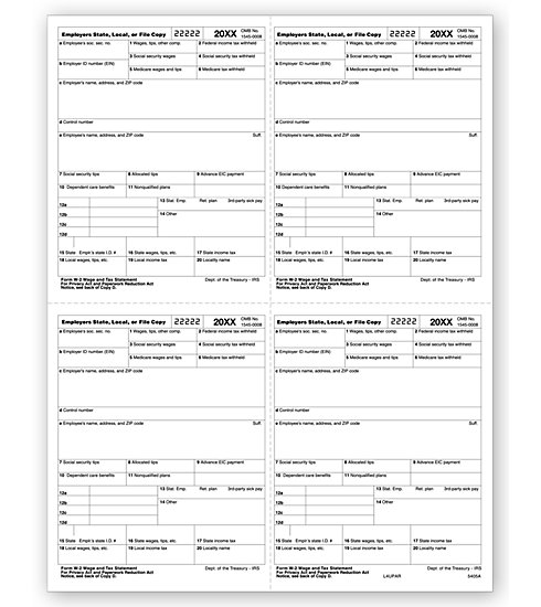 4-Up Laser W-2 Form - P Style