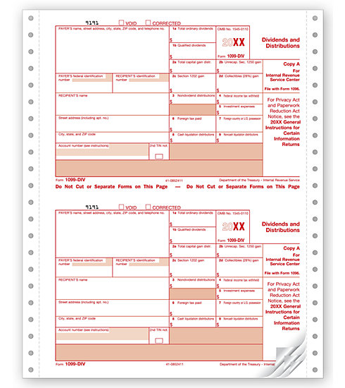 Continuous 1099-DIV Dividend Income - Magnetic Media, 4-Part