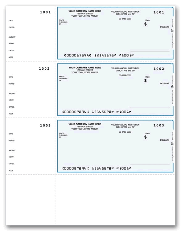 Quickbooks® / Quicken® / Money® Laser Wallet Size Checks 