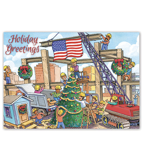 Holiday Contractor Card- Christmas Crane