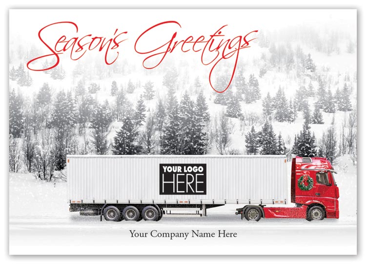 On the Road Truck Driver Holiday Logo Cards