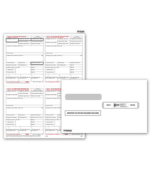 Laser W-2 Tax Forms & Envelopes - Copy B, C, 2+2