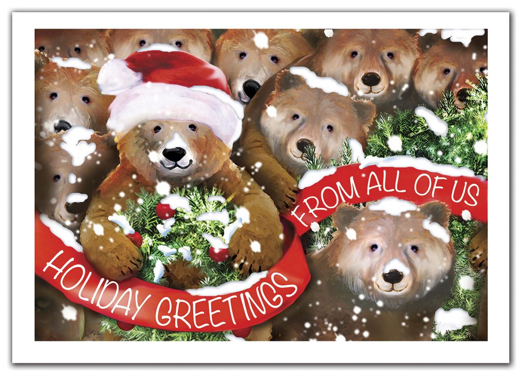 Customized holiday greeting cards with cute bears