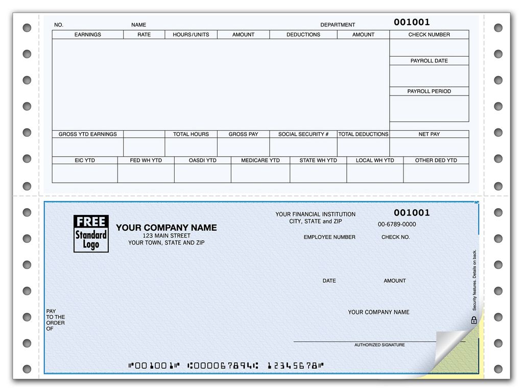 Daceasy software compatible dot matrix payroll checks.