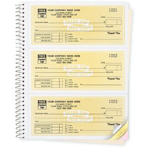 Triplicate Receipt Books- Spiral Bound - Thank You