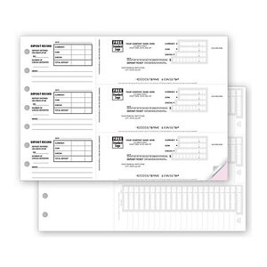 Three-to-a-page deposit tickets that are customized