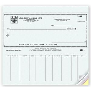 Customized business checks with voucher on top