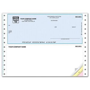 Customized business checks for continuous printers