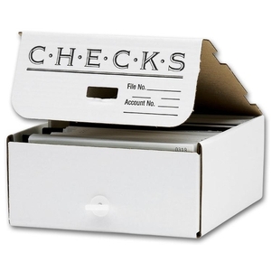 Business checks storage boxes and bags