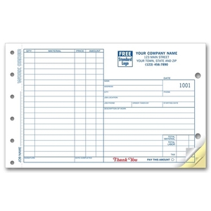 Custom printed business work orders