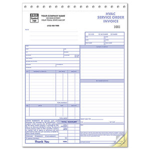 Custom printed service business forms