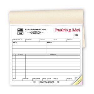 Custom printed packing lists for your business