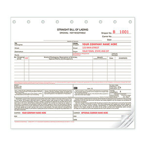 Custom printed bills of lading for shipping businesses