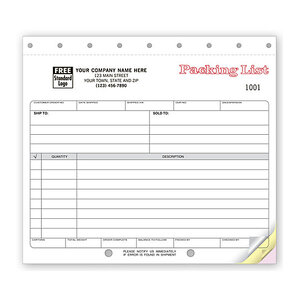 Custom printed packing lists for your shipping business