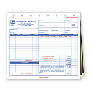 Custom printed automotive business forms