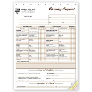 Custom printed cleaning service business forms