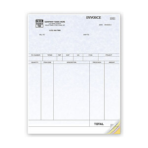 Custom printed computer invoices for laser printer