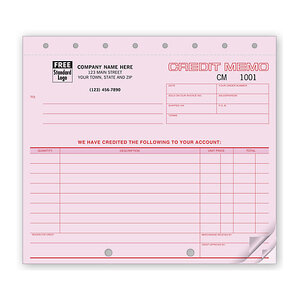 Custom printed credit memos for small business